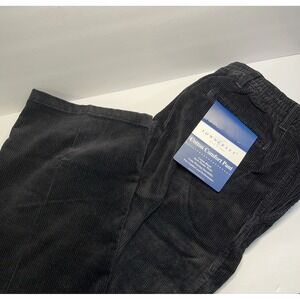 New Towncraft Mens Black Corduroy Pants 44x32 Elastic Waist Classic Fit Outdoor